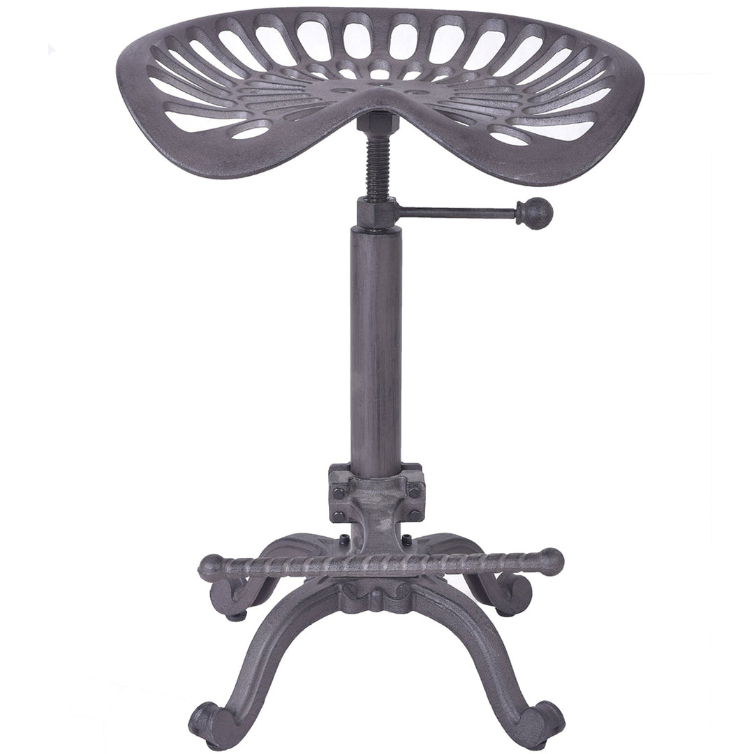 Industrial steel height adjustable stool dewy in details.
