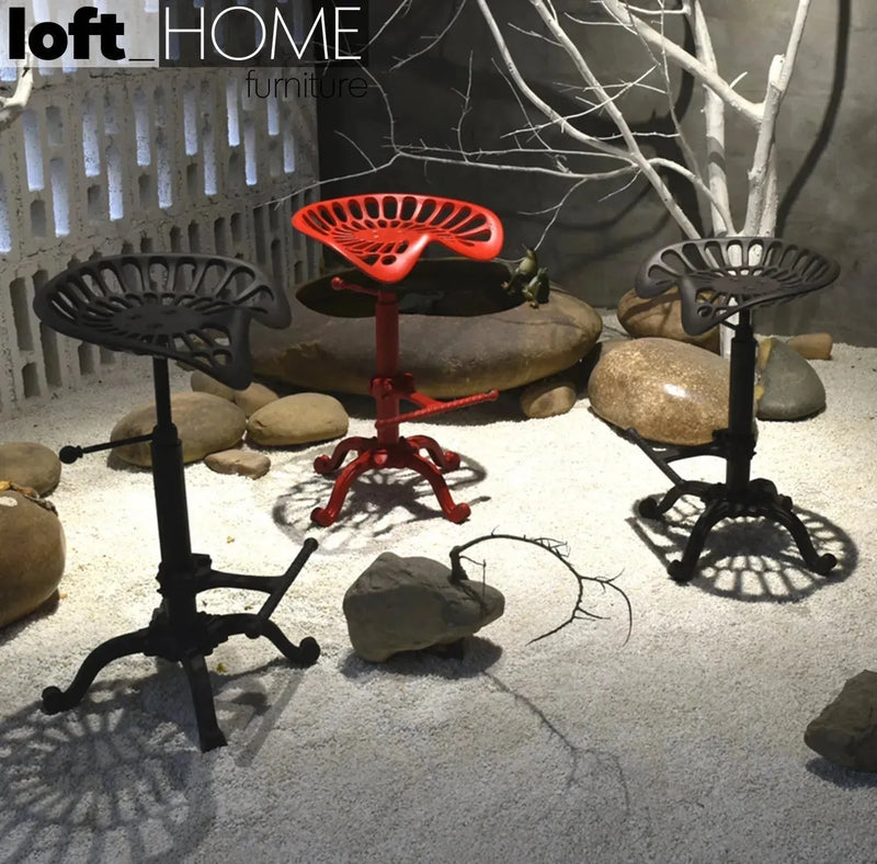 Industrial steel height adjustable stool dewy in real life style.