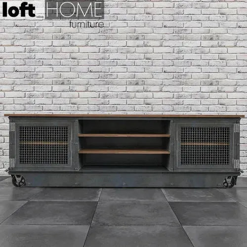 Industrial steel tv console mysteel wheel in real life style.