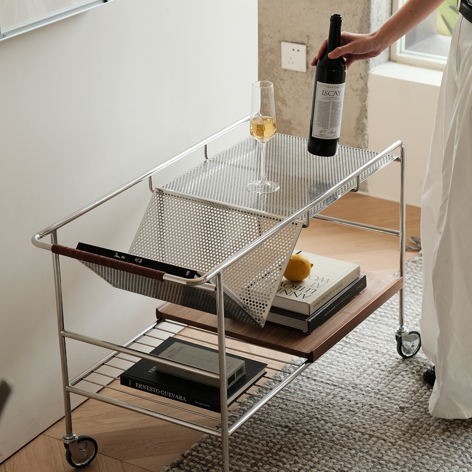 Bauhaus Steel Wheeled Trolley Side Table MANDA – LOFT HOME FURNISHING ...