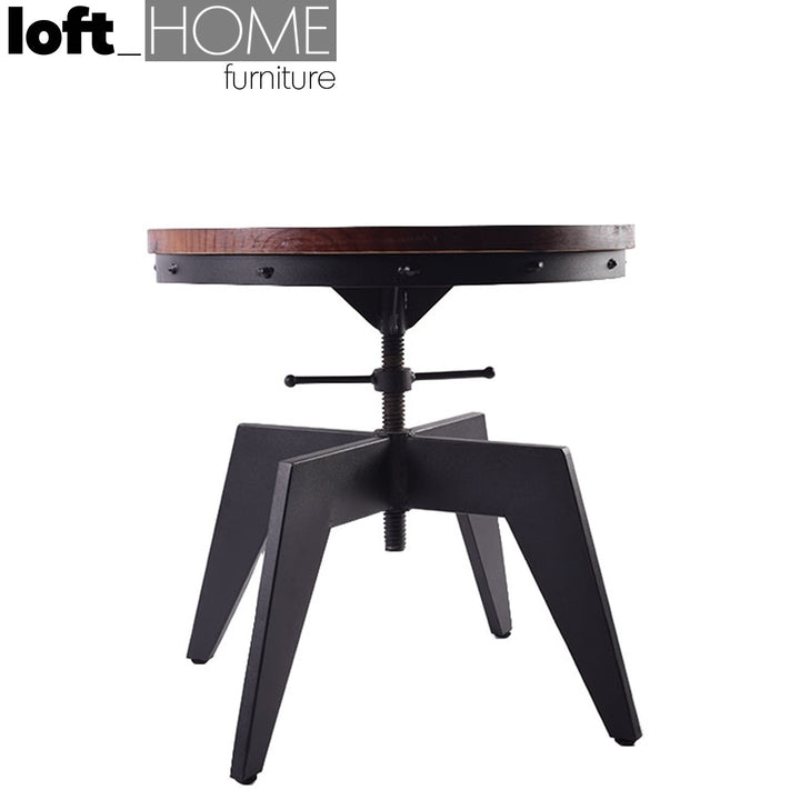 Industrial wood coffee table height adjustable material variants.