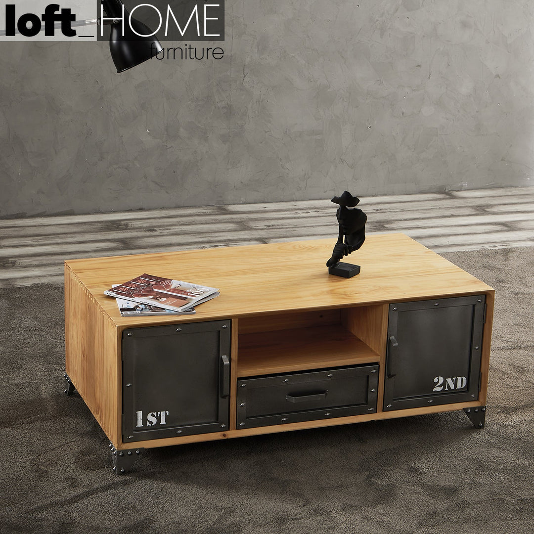 Industrial wood coffee table loftsteel in real life style.