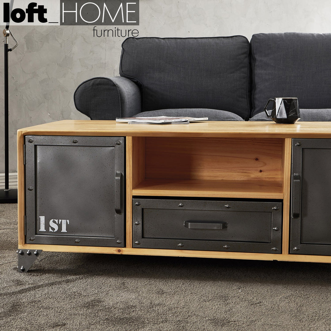 Industrial wood coffee table loftsteel conceptual design.