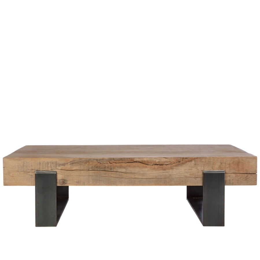 Industrial wood coffee table noer in white background.