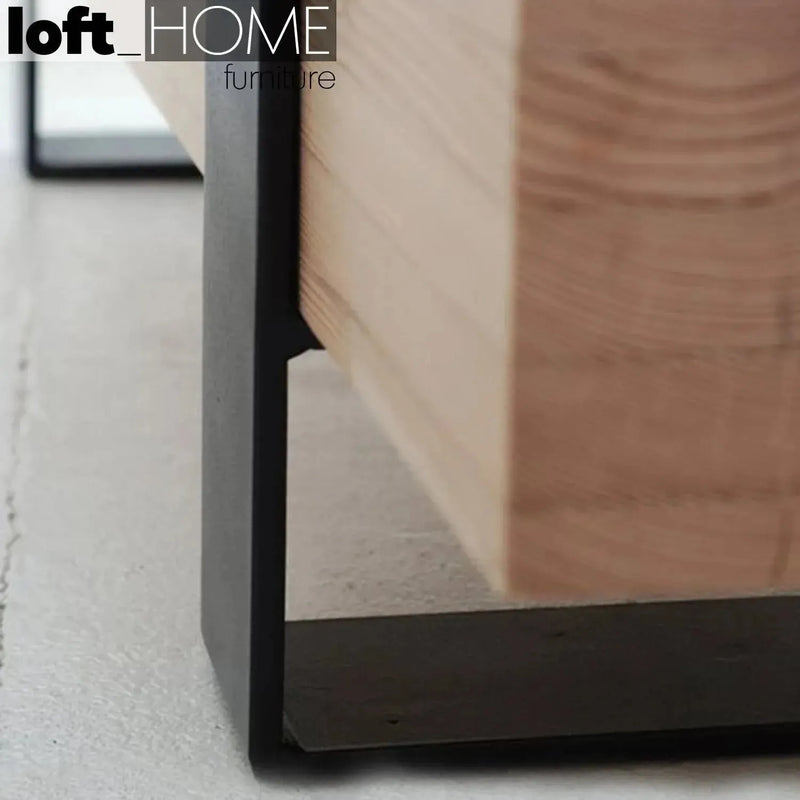 Rustic wood coffee table noer in close up details.