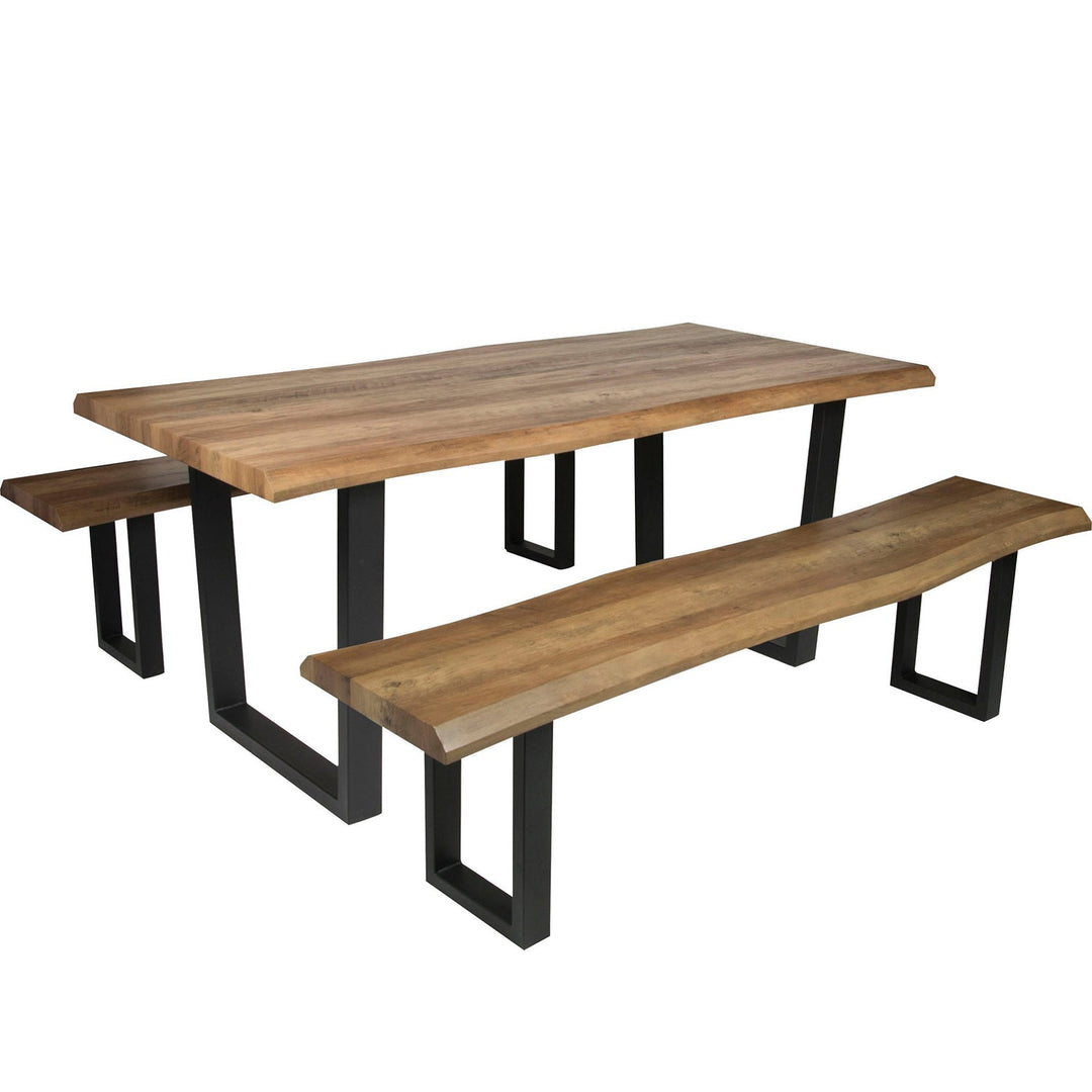 Industrial wood dining table live edge conceptual design.