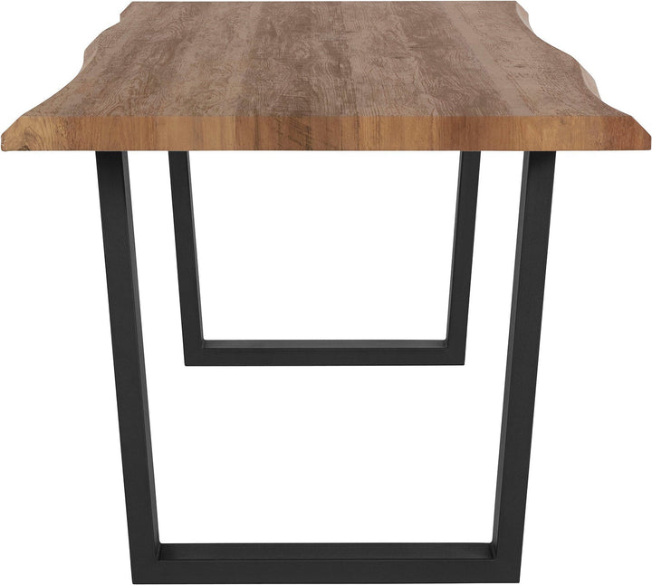 Industrial wood dining table live edge environmental situation.