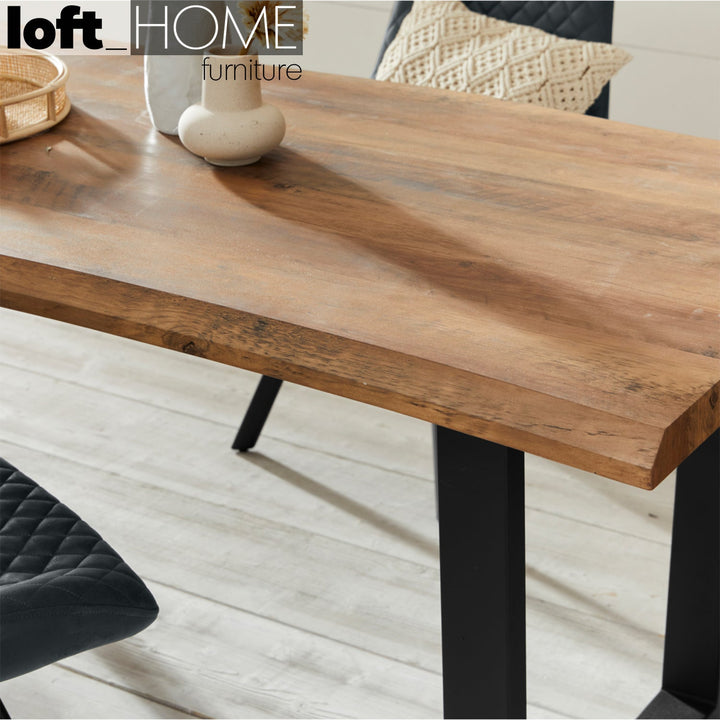Industrial wood dining table live edge in real life style.