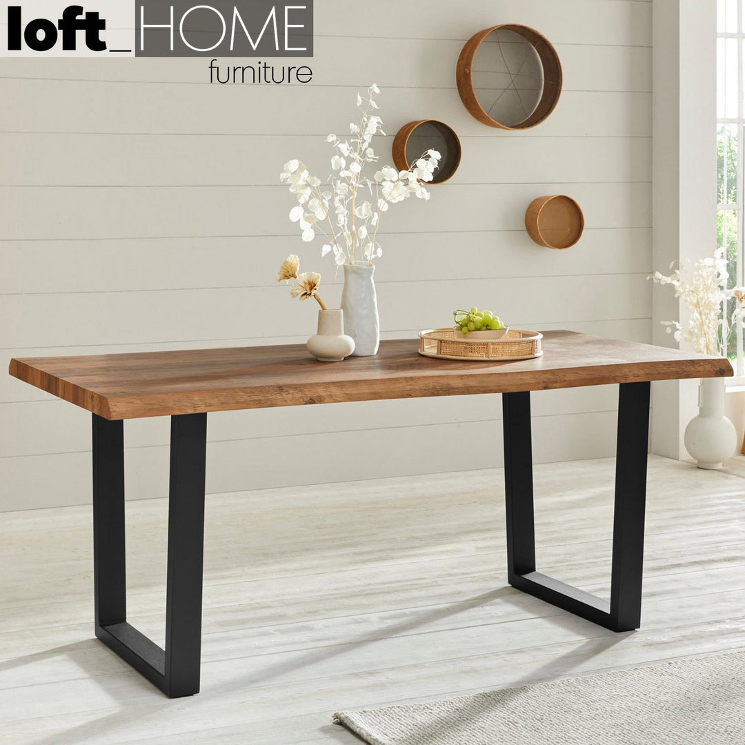 Industrial wood dining table live edge primary product view.