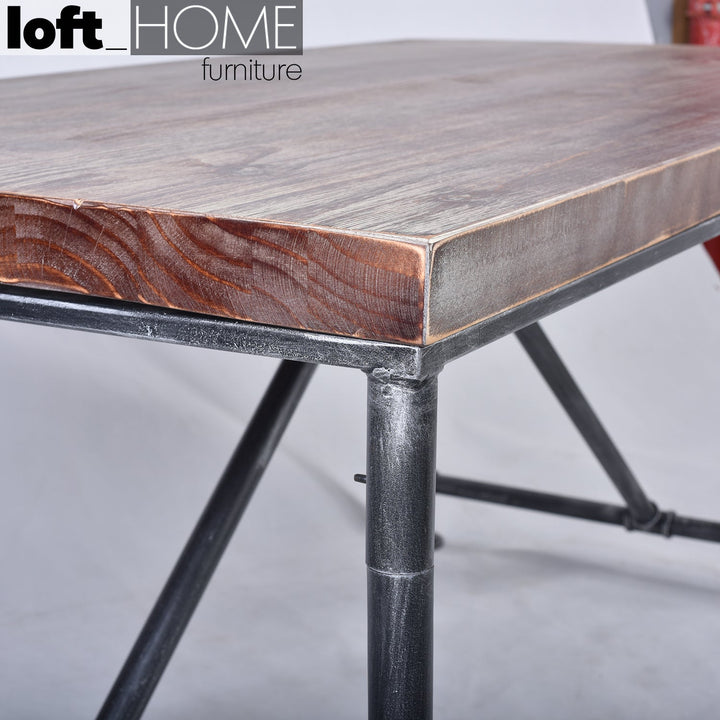 Industrial wood dining table pipe material variants.