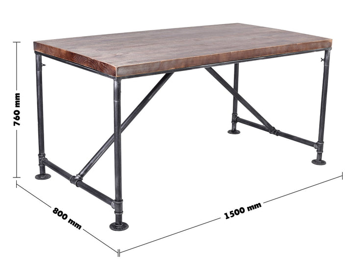Industrial wood dining table pipe size charts.