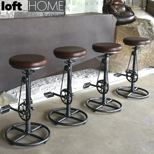 Industrial Leather Height Adjustable Bar Stool BICYCLE Good to Know Preview-1