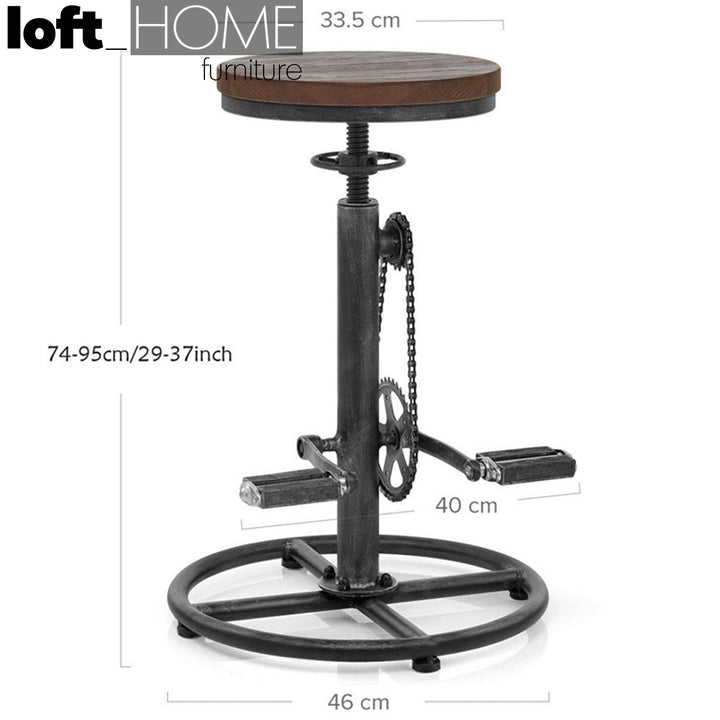 Industrial wood height adjustable bar stool bicycle size charts.