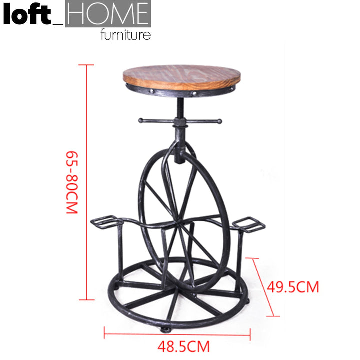 Industrial wood height adjustable bar stool bike size charts.