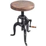 Industrial Wood Height Adjustable Stool CRANK