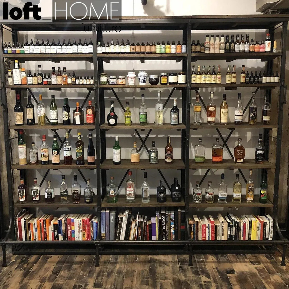 Industrial wood display shelf climber in still life.
