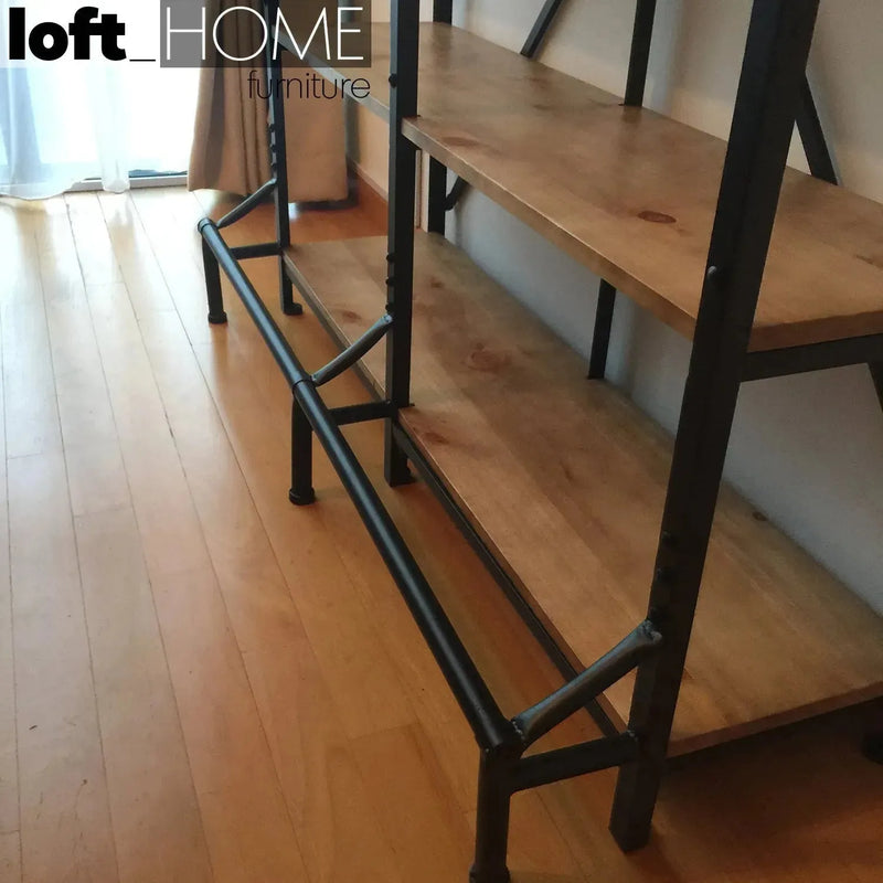 Industrial wood display shelf climber detail 1.