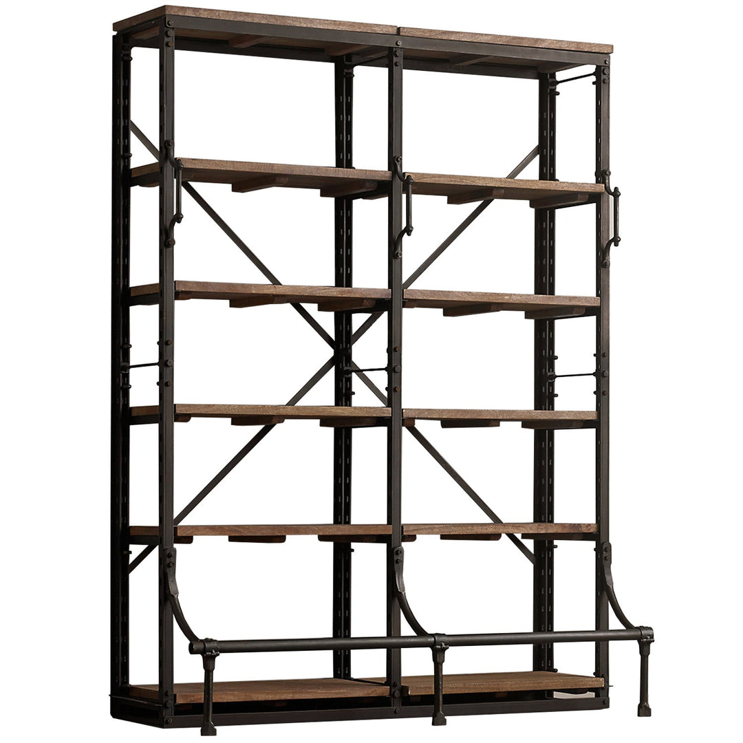 Industrial wood shelf bookshelf climber detail 3.