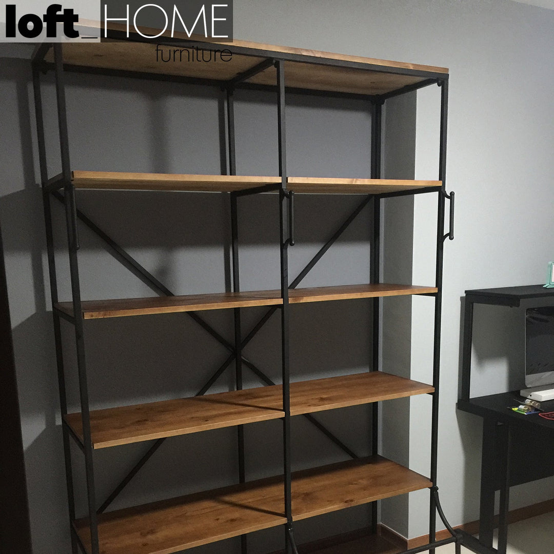 Industrial wood shelf bookshelf climber conceptual design.