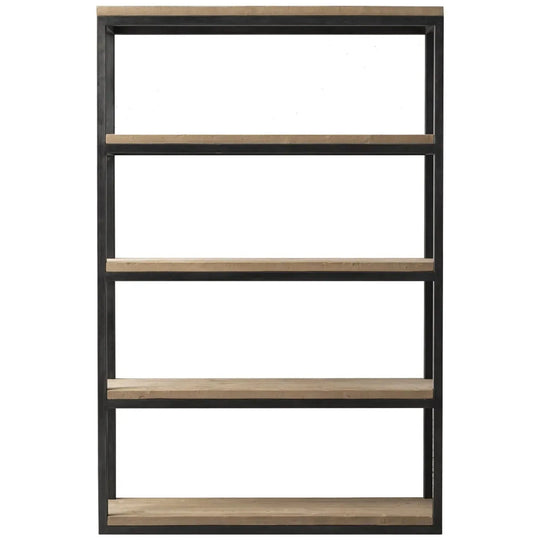 Industrial wood display shelf mysteel s in white background.
