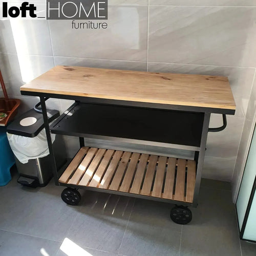 Industrial Wood Side Table TROLLEY Good to Know Preview-1
