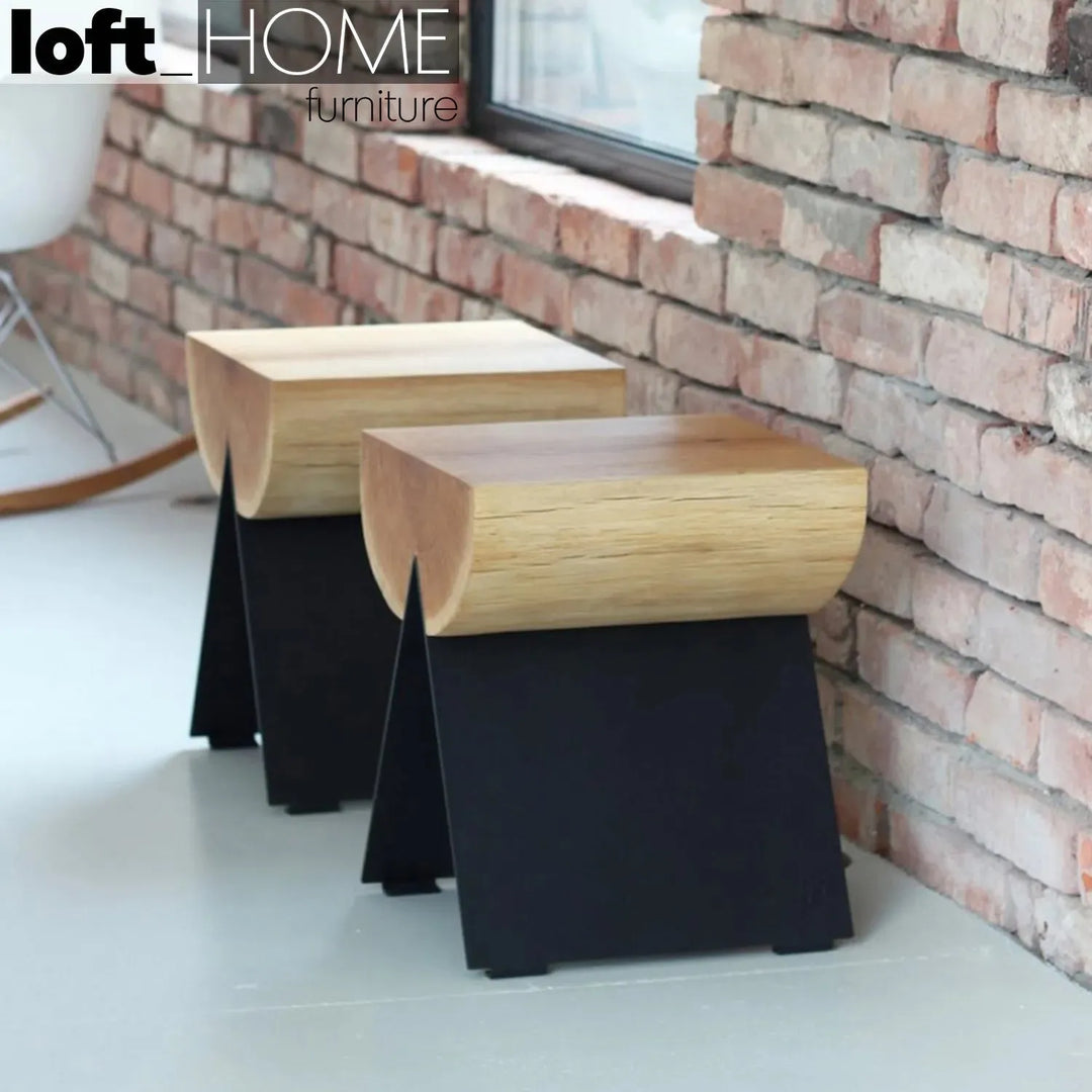 Industrial Wood Stool TIMBER