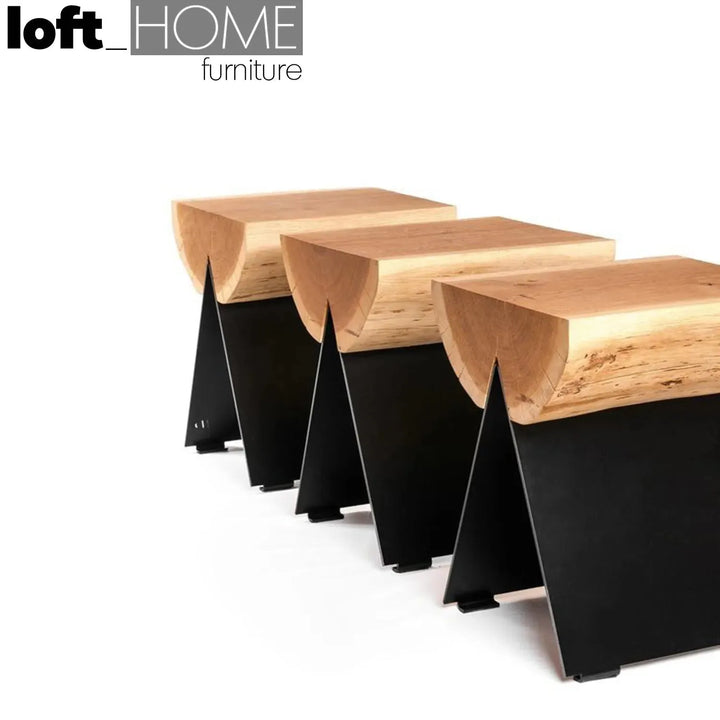 Industrial wood stool timber material variants.