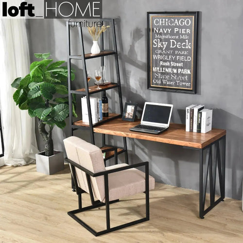 Industrial Wood Study Table With Shelf Set MYSTEEL Good to Know Preview-1