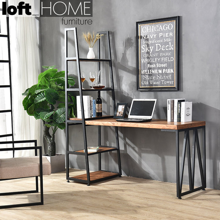 Industrial wood study table with shelf set mysteel primary product view.