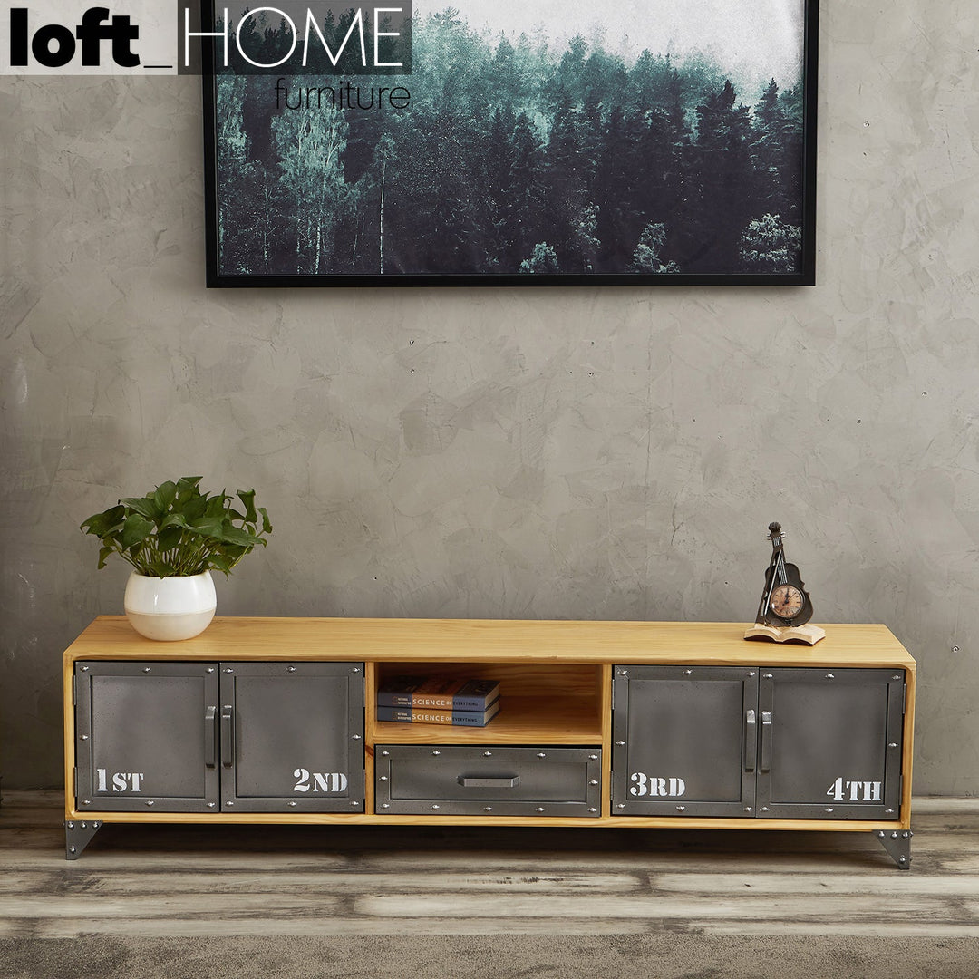 Industrial wood tv console loftsteel in real life style.