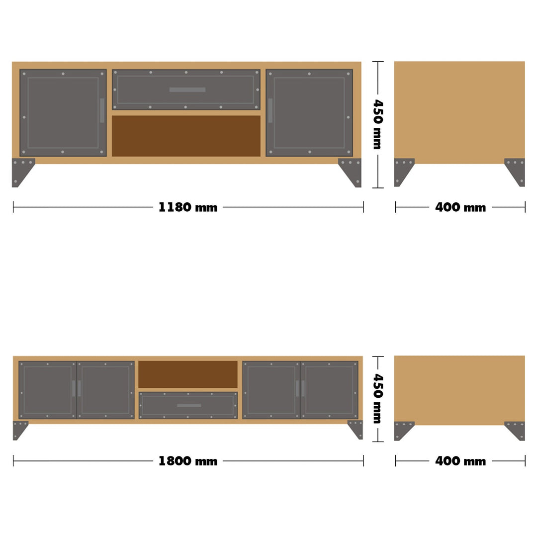 Industrial wood tv console loftsteel size charts.