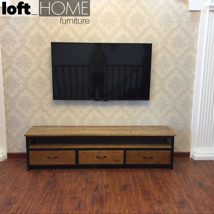 Industrial wood tv console mysteel material variants.