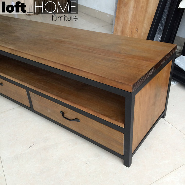 Industrial wood tv console mysteel in real life style.