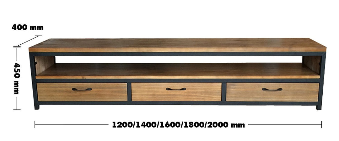 Industrial wood tv console mysteel size charts.