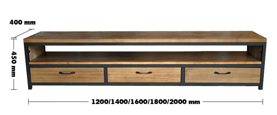 Industrial wood tv console mysteel size charts.