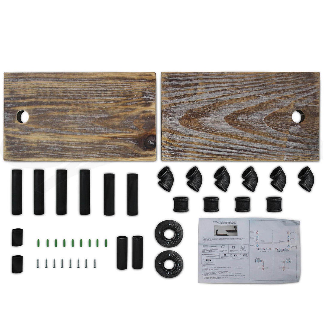 Industrial wood wall shelf 2pcs set pipe color swatches.