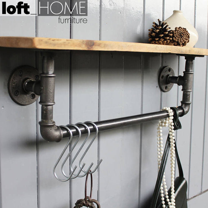 Industrial wood wall shelf pipe s in real life style.