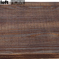 Industrial wood wall shelf pipe in panoramic view.