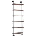 Industrial wood wall shelf pipe in white background.