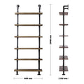 Industrial wood wall shelf pipe size charts.