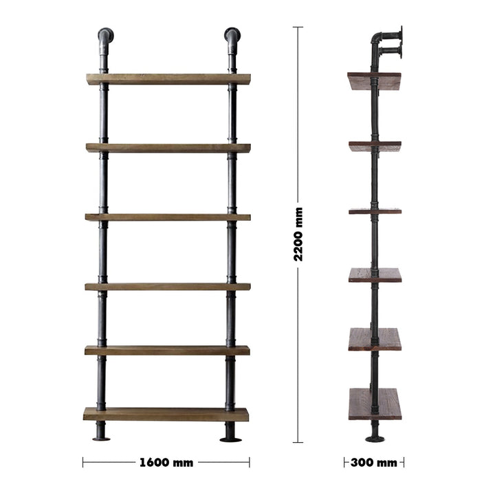 Industrial wood wall shelf pipe size charts.