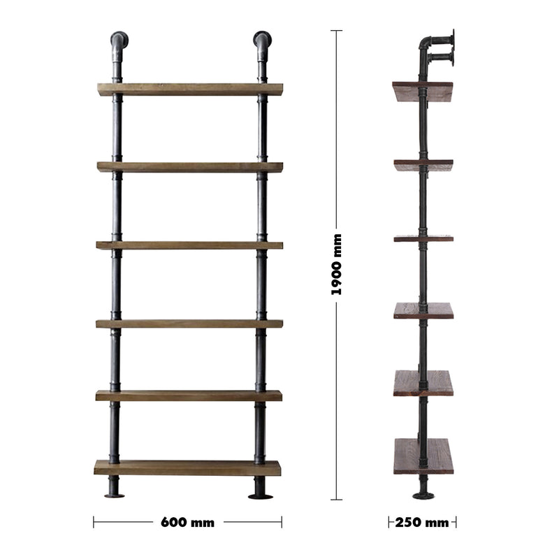 Industrial wood wall shelf pipe size charts.