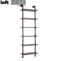 Industrial wood wall shelf pipe environmental situation.