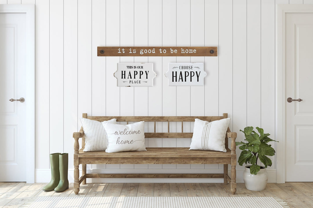 "it is good to be home" wood wall decor material variants.