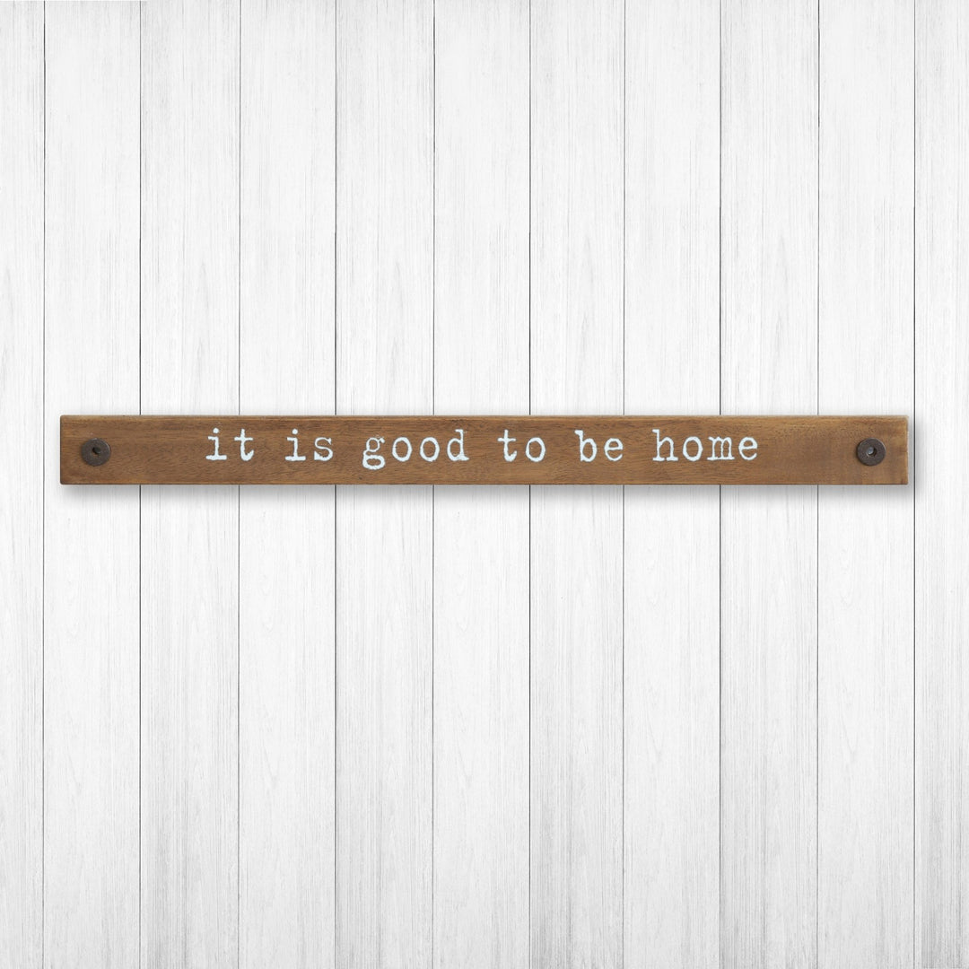 "it is good to be home" wood wall decor color swatches.