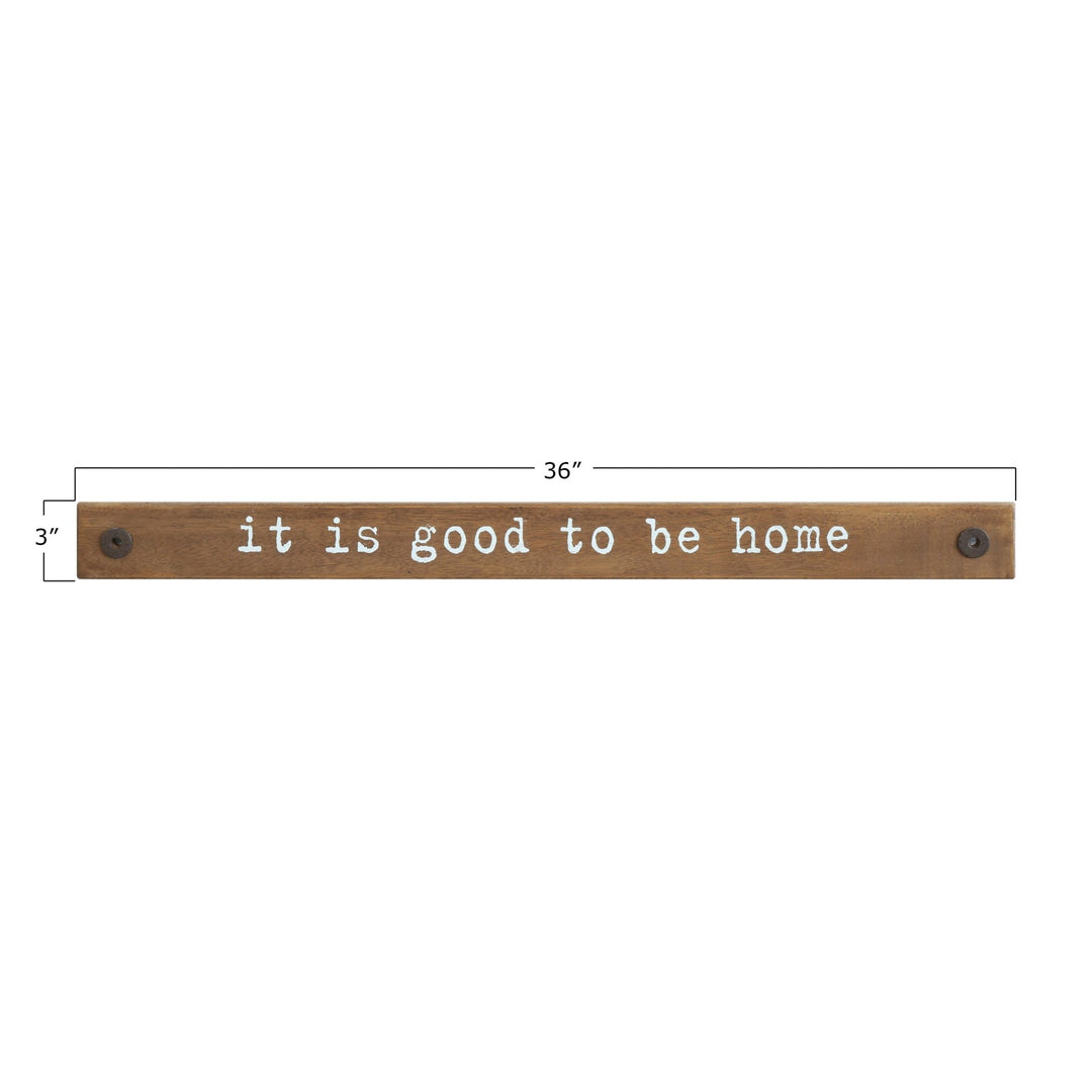"it is good to be home" wood wall decor size charts.