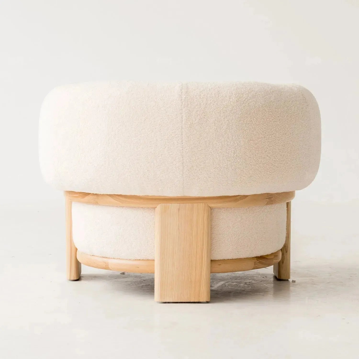 Cream boucle fabric 1 seater sofa chubby in real life style.