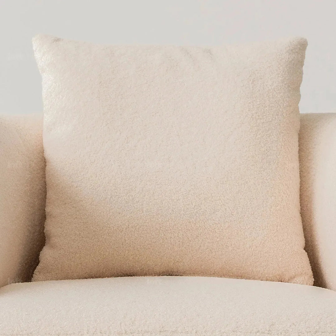 Cream boucle fabric 1 seater sofa chubby situational feels.