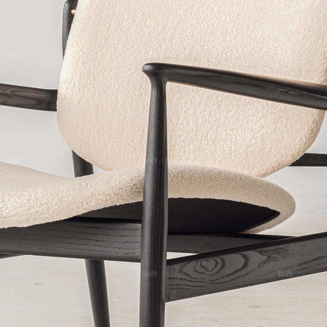 Japandi boucle fabric 1 seater sofa francia conceptual design.
