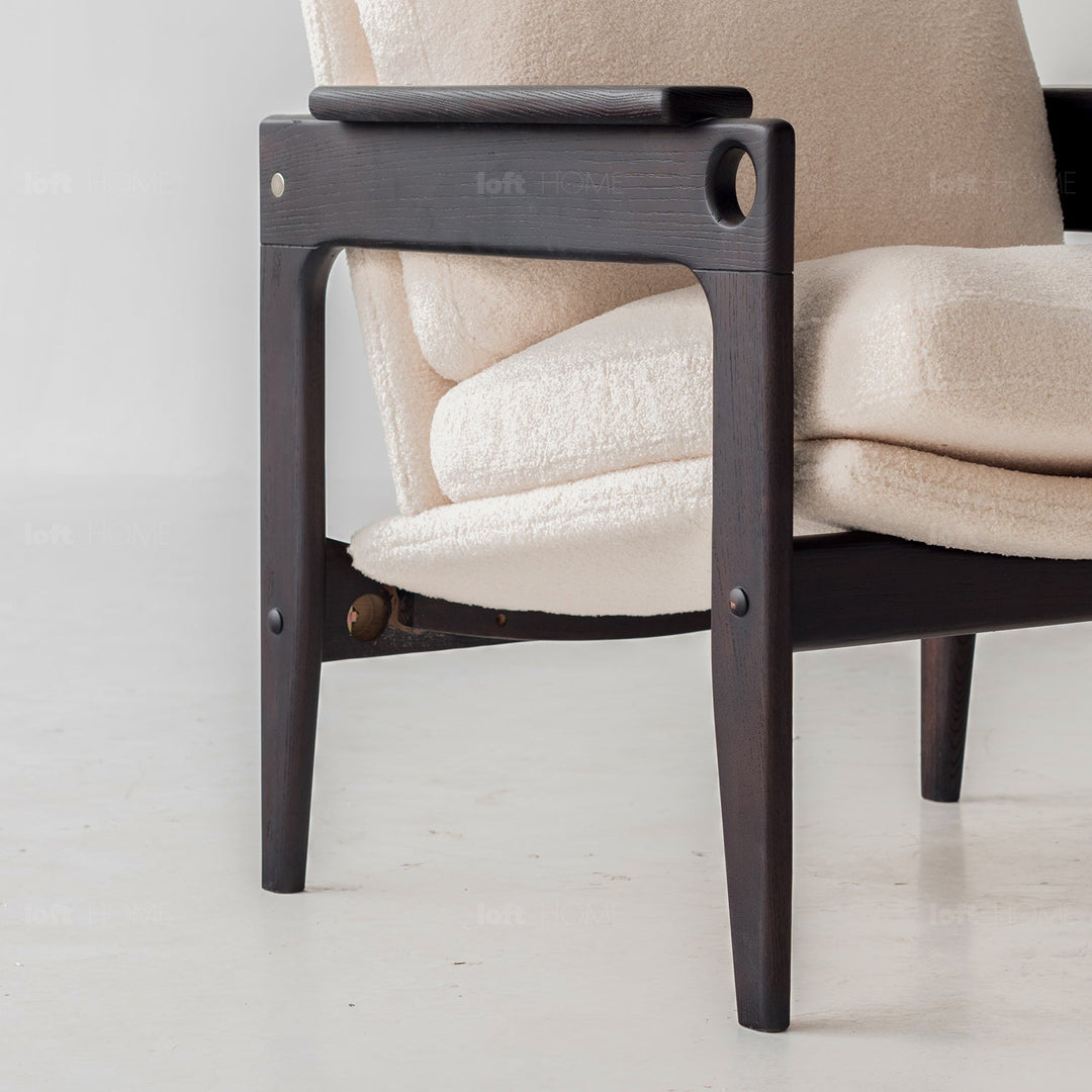 Japandi boucle fabric 1 seater sofa mview conceptual design.